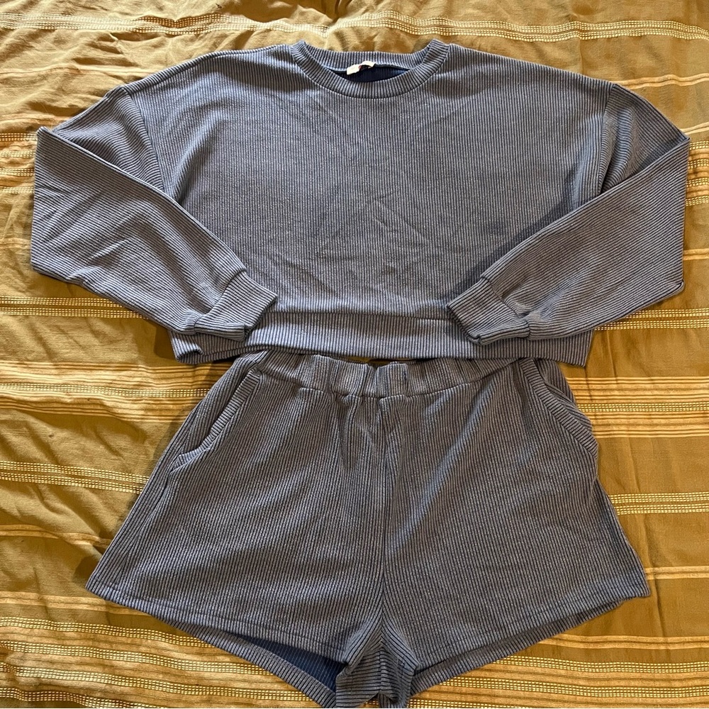 Pink Lily Ribbed Lounge Set